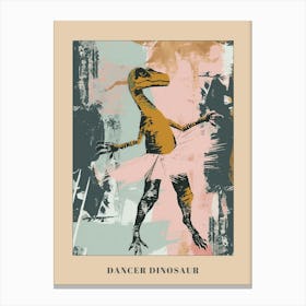 Dinosaur Dancing In A Tutu Pastels 4 Poster Canvas Print