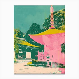 Koyasan Japan Retro Duotone Silkscreen 1 Canvas Print