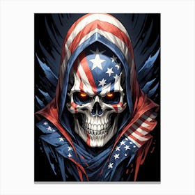 American Flag Floral Face Evil Death Skull (23) Canvas Print