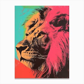Polaroid Inspired Lion 4 Canvas Print