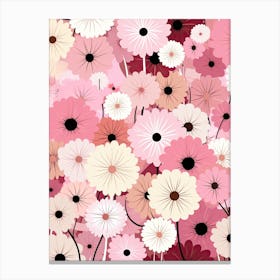 Pink Flowers Seamless Canvas Print