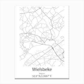 Wielsbeke,Belgium Minimalist Map Canvas Print