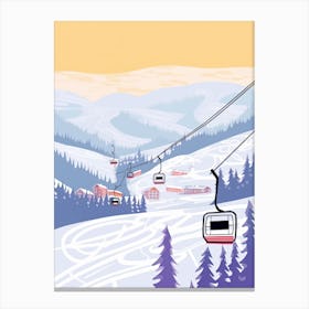 Sun Peaks Resort   British Columbia, Canada, Ski Resort Pastel Colours Illustration 0 Canvas Print