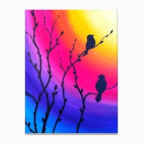 Birds On A Branch 1 Canvas Print