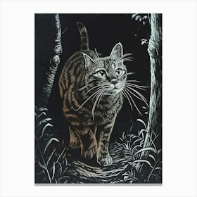 Manx Cat Relief Illustration 1 Canvas Print