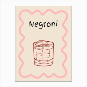 Negroni Doodle Poster Pink & Red Canvas Print