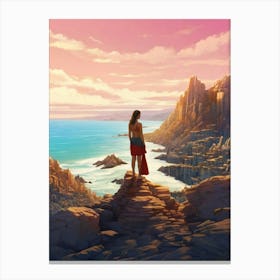 Woman Standing On A Cliff Canvas Print