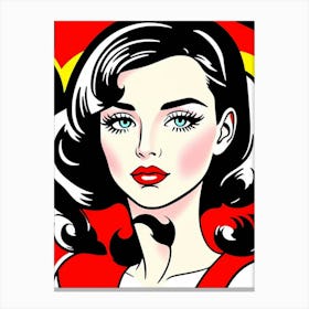 Neon Goddess: A Close-Up with Pop Art Glam Pop Art Canvas Print