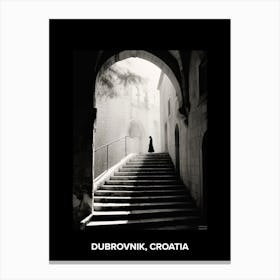 Poster Of Dubrovnik, Croatia, Mediterranean Black And White Photography Analogue 1 Canvas Print