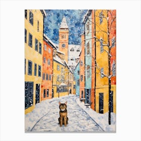 Cat In The Streets Of Innsbruck   Austria With Snow 4 Canvas Print
