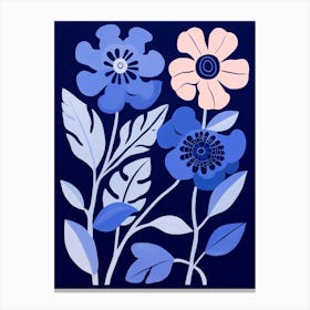 Blue Flower Illustration Zinnia 1 Canvas Print