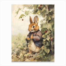 Storybook Animal Watercolour Rabbit 6 Canvas Print