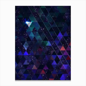 Abstract Geometric Triangle Cosmic Space Pattern in Blue n.0005 Canvas Print