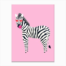 Zebra with Heart Sunglasses Canvas Print