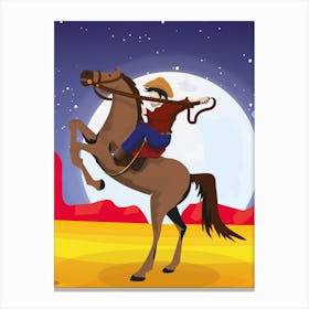 Cowboy Riding A Horse Canvas Print