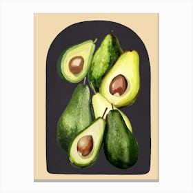 Avocado Watercolor Art 1 Canvas Print