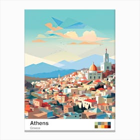 Athens, Greece, Geometric Illustration 4 Poster Canvas Print