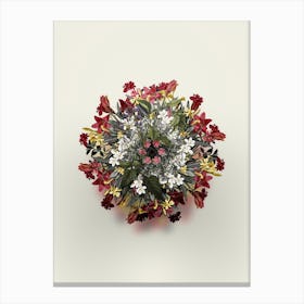 Vintage Bittersweet Flower Wreath on Ivory White n.0119 Canvas Print