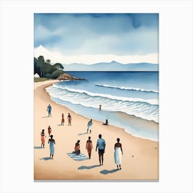 People On The Beach Painting (7) Canvas Print