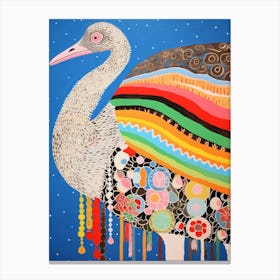 Maximalist Animal Painting Ostrich Canvas Print