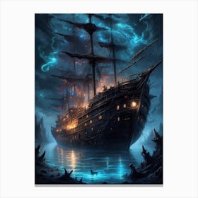 Ship In The Dark Canvas Print