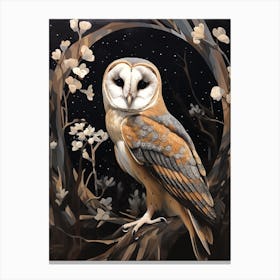 Dark And Moody Botanical Barn Owl 1 Canvas Print