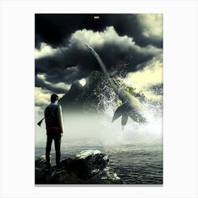 Man Looking At A Whale Canvas Print