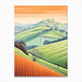 The Malvern Hills England 2 Hike Illustration Canvas Print