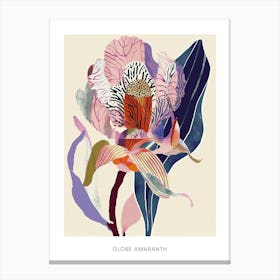 Colourful Flower Illustration Poster Globe Amaranth 2 Canvas Print