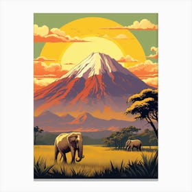 Mount Kilimanjaro Tanzania 2 Vintage Travel Illustration Canvas Print