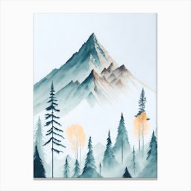 Mountain And Forest In Minimalist Watercolor Vertical Composition 128 Canvas Print