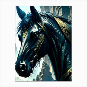 Majestic black horse Canvas Print