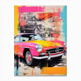 Classic Car Pop Art Risograph Inspired 4 Canvas Print