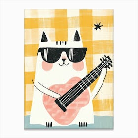 Cat Playing Guitar Canvas Print