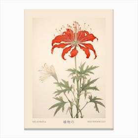 Higanbana Red Spider Lily 1 Vintage Japanese Botanical Poster Canvas Print