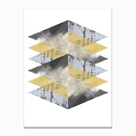 Scruff Yellows and Grey Abstract Canvas Print