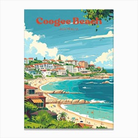 Coogee Beach Australia Vintage Art Illustration Canvas Print