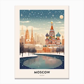 Winter Night  Travel Poster Moscow Russia 1 Canvas Print