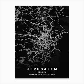 Jerusalem Israel Black Map Canvas Print