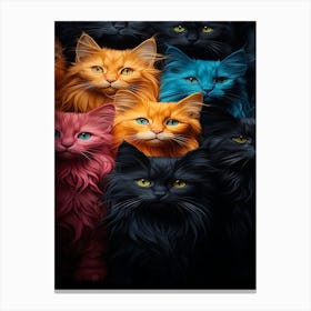 Group Of Cats That Are All Different Colors Canvas Print