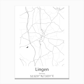 Lingen,Germany Minimalist Map Canvas Print