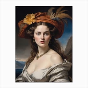 Elegant Classic Woman Portrait Painting (27) Canvas Print