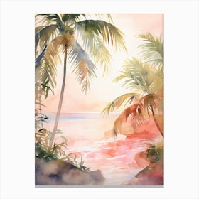 Watercolor Painting Of Playa Paraiso, Tulum Mexico 3 Canvas Print