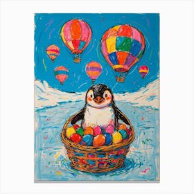 Penguin In Basket Canvas Print