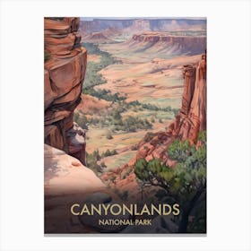 Canyonlands National Park Watercolour Vintage Travel Poster 4 Canvas Print