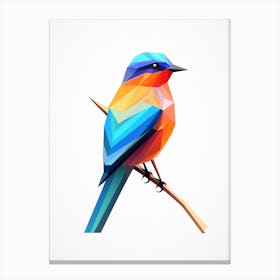 Colourful Geometric Bird Bluebird 1 Canvas Print