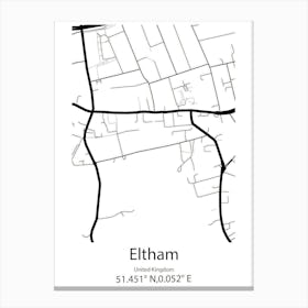 Eltham,United Kingdom Minimalist Map Canvas Print