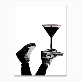 Silhouette Of A Person Holding A Drink Canvas Print