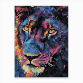 Black Lion Portrait Close Up Fauvist Painting 3 Canvas Print