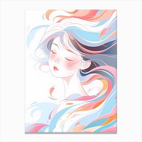 Girl With Colorful Hair 1 Canvas Print